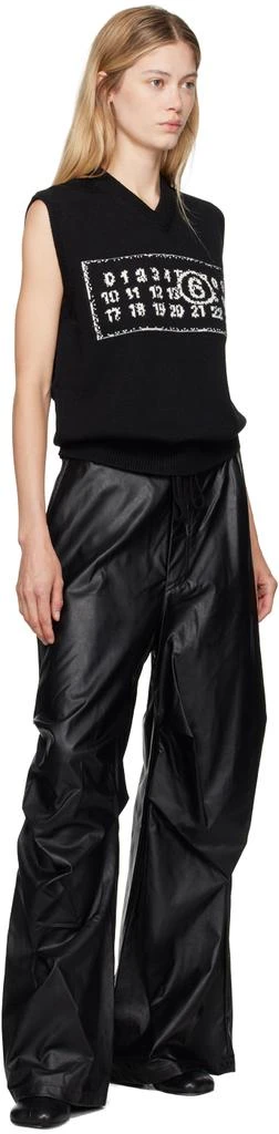 MM6 Black Draped Faux-Leather Pants 4