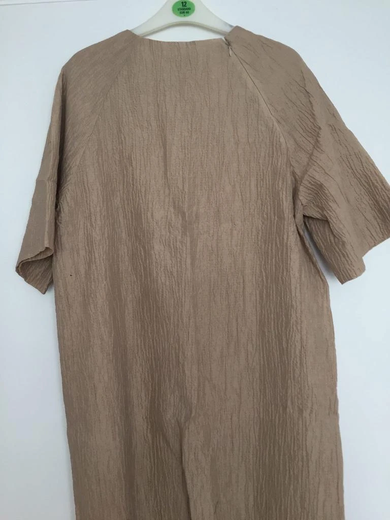 cos Gold crinkly fabric midi dress with zip pockets 6