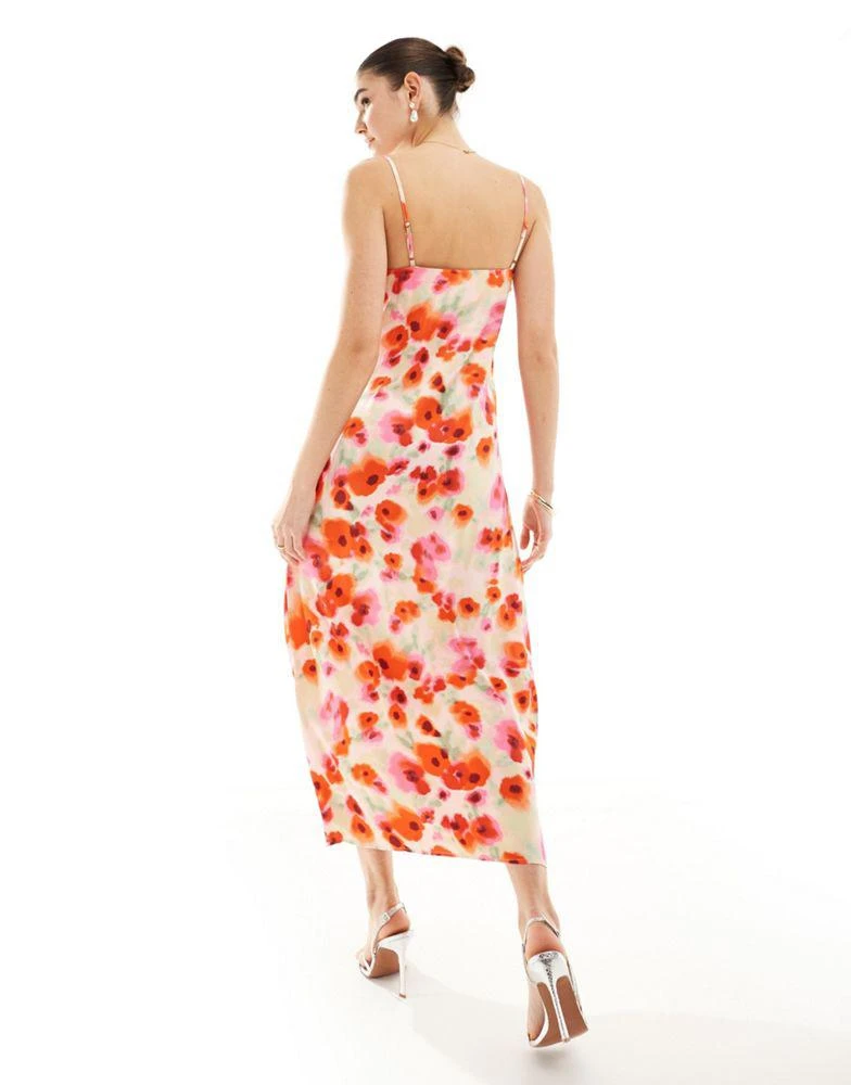 Vila Vila satin maxi cami dress in poppy floral print 3