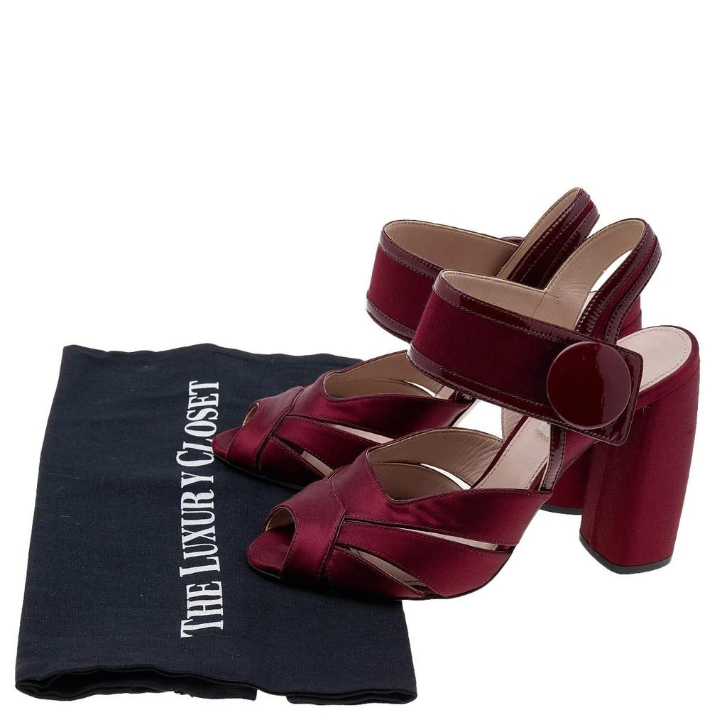 Miu Miu Miu Miu Burgundy Satin and Patent Leather Ankle Strap Sandals Size 36 9