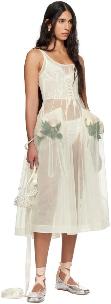 Simone Rocha SSENSE Exclusive White Beaded Large Flower Bag Charm 4