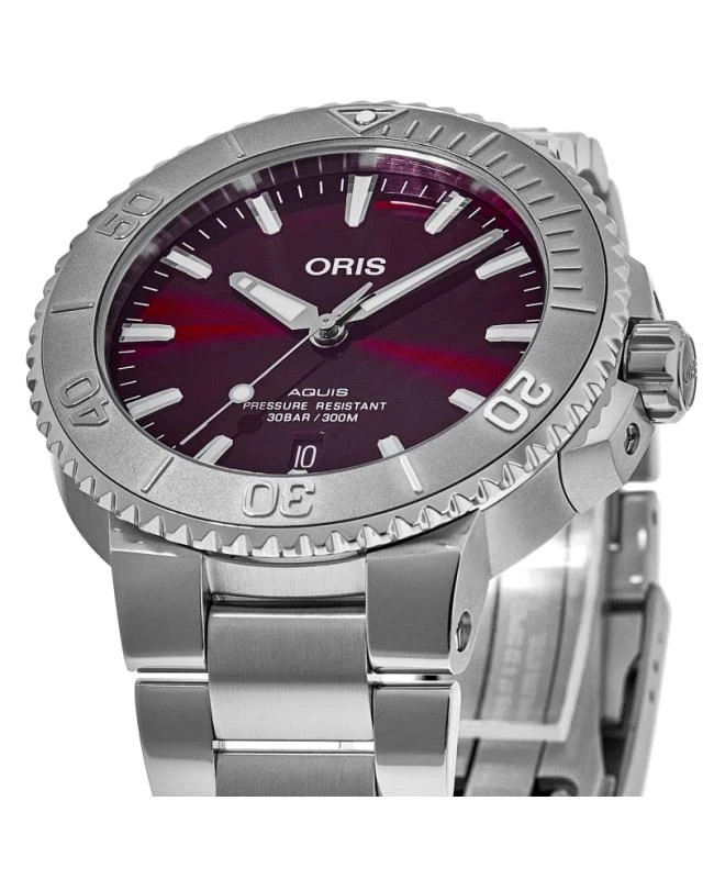 Oris Oris Aquis Date Automatic Red Cherry Dial Steel Men's Watch 01 733 7730 4158-07 8 24 05PEB 2
