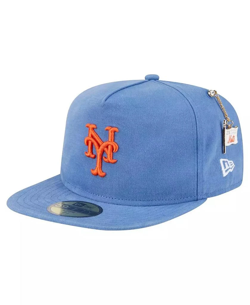 New Era Men's Blue New York Mets Championship Side Flag A-Frame 59FIFTY Fitted Hat 1