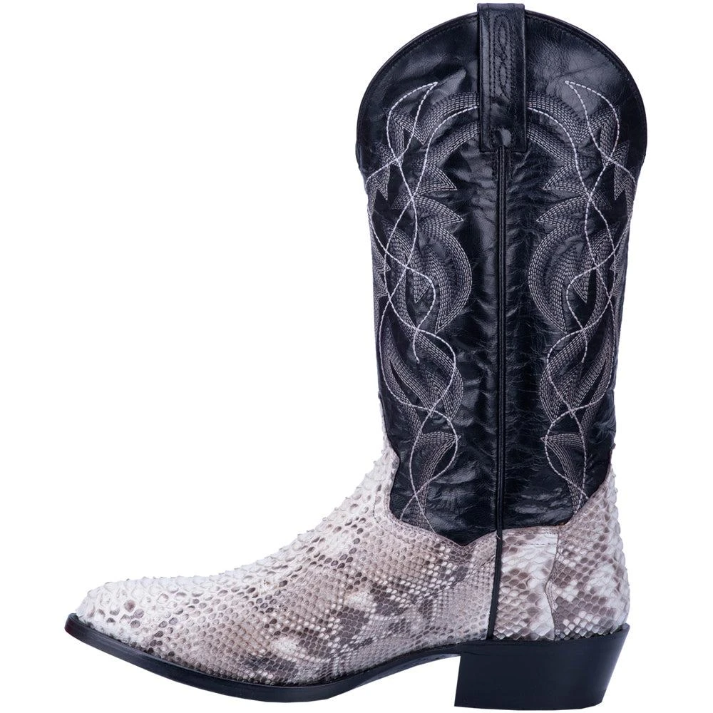 Dan Post Boots Manning Snakeskin Embroidered Round Toe Pull On Cowboy Boots 3