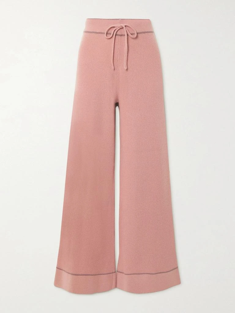 Madeleine Thompson Rose Ribbed Wool And Cashmere-blend Straight-leg Pants 1