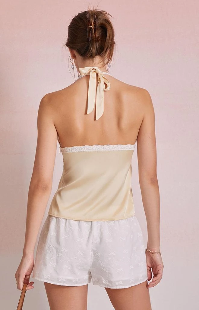 Beverly and Beck Odette Satin Lace Trim Halter Top 3