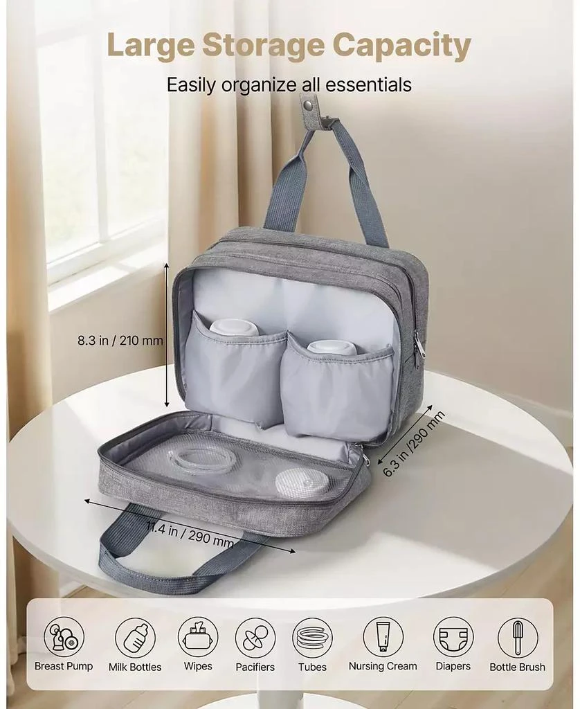Mecale Wearable Breast Pump Bag with Ice Pack, Fits M5/M6, Storage for Pump Accessories 
Breastmilk, Portable Carrying Case, Grey 7