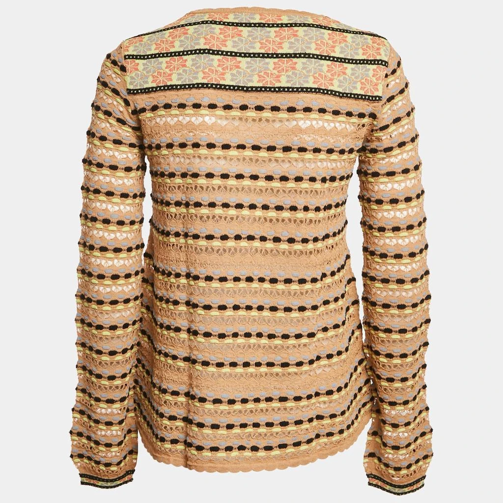 Missoni M Missoni Beige/Multicolor Pattern Knit Long Sleeve Top M 2