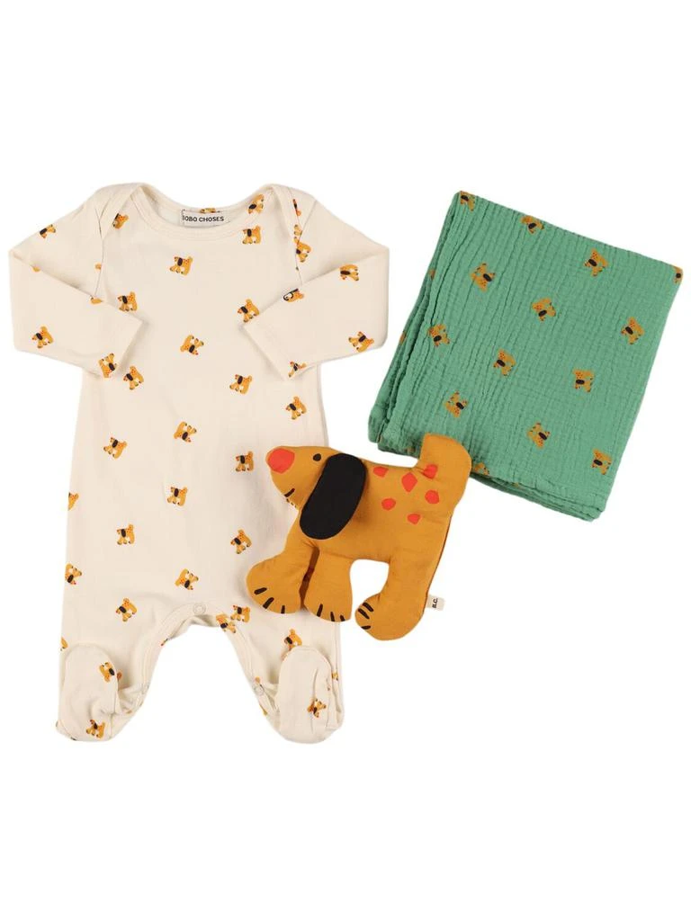 BOBO CHOSES Stretch Cotton Romper, Blanket & Dog Toy 1