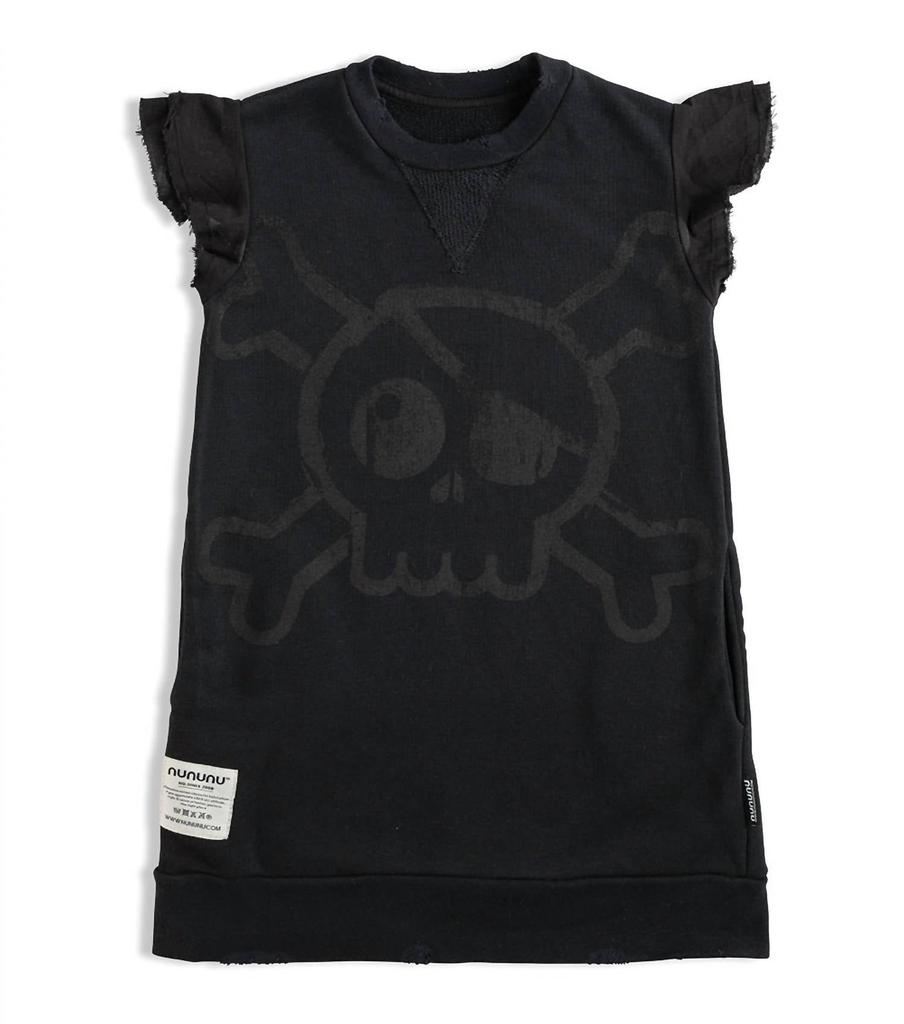 Nununu Girls Ruffled Sleeve Sweat Dress In Black