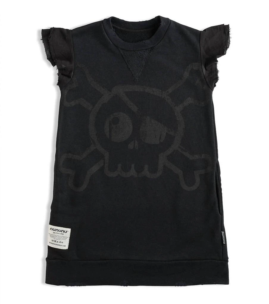 Nununu Girls Ruffled Sleeve Sweat Dress In Black 1