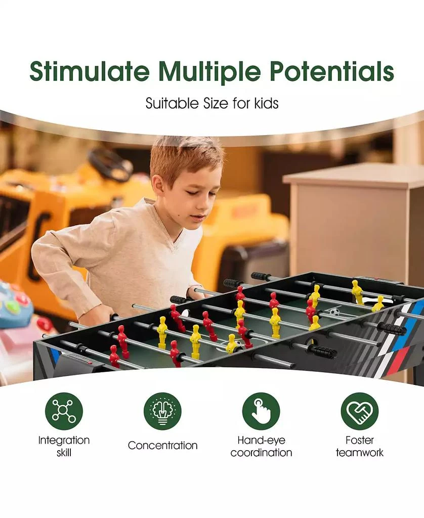Costway 4-in-1 Combo Game Table 49" Foosball with Pool Billiards Air Hockey Table Tennis 8