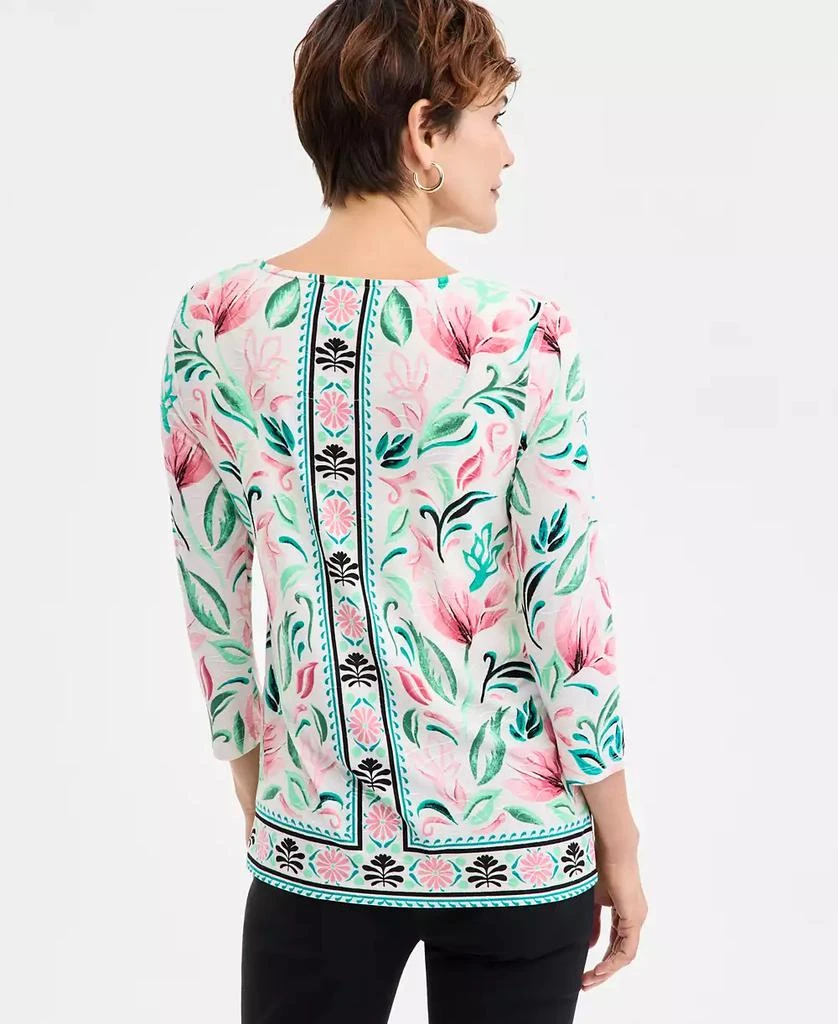 JM Collection Petite 3/4-Sleeve Jacquard Top, Exclusively at Macy's 4