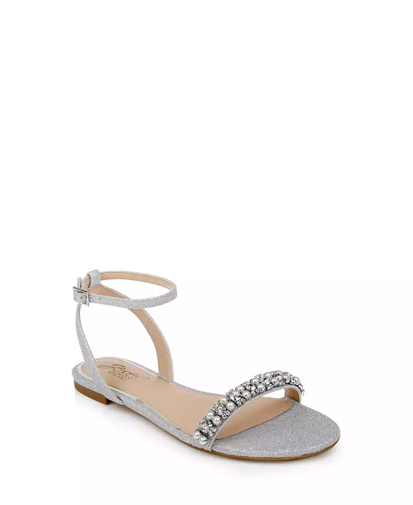 Badgley Mischka Women's Daria Rhinestone Embellished Evening Flat Sandals