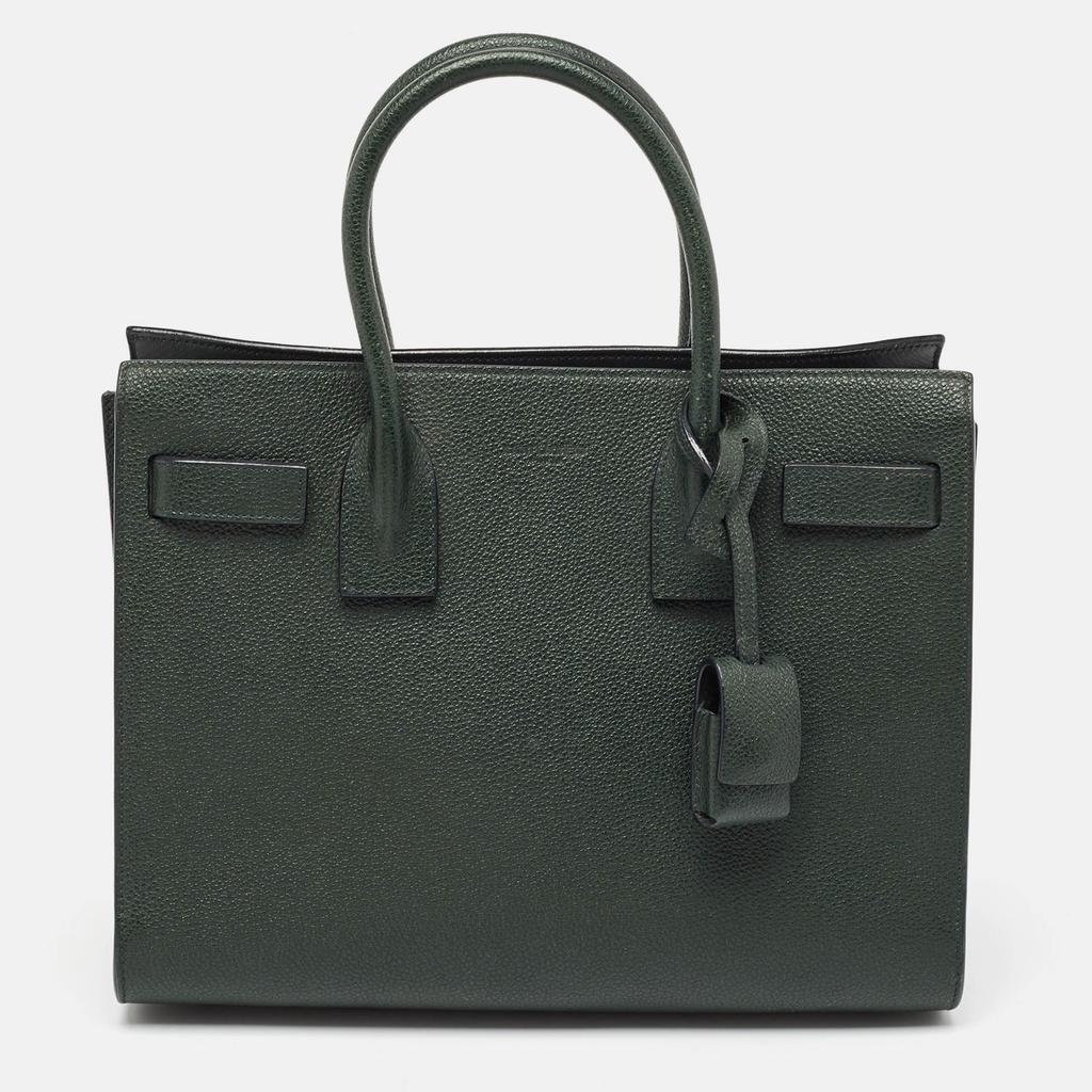 Saint Laurent Saint Laurent Dark Green Leather Baby Classic Sac De Jour Tote