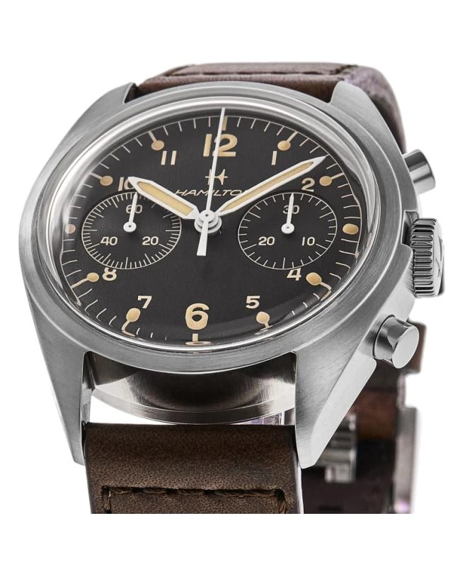 Hamilton Hamilton Khaki Aviation Pilot Pioneer Mechanical Chronograph Black Dial Brown Leather Strap Men's Watch H76409530 2