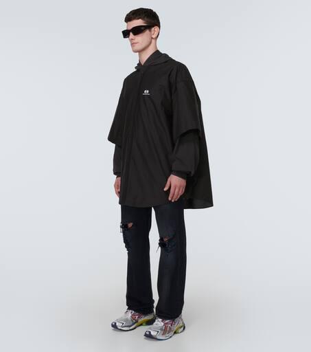 Balenciaga Patched cotton poplin and fleece jacket