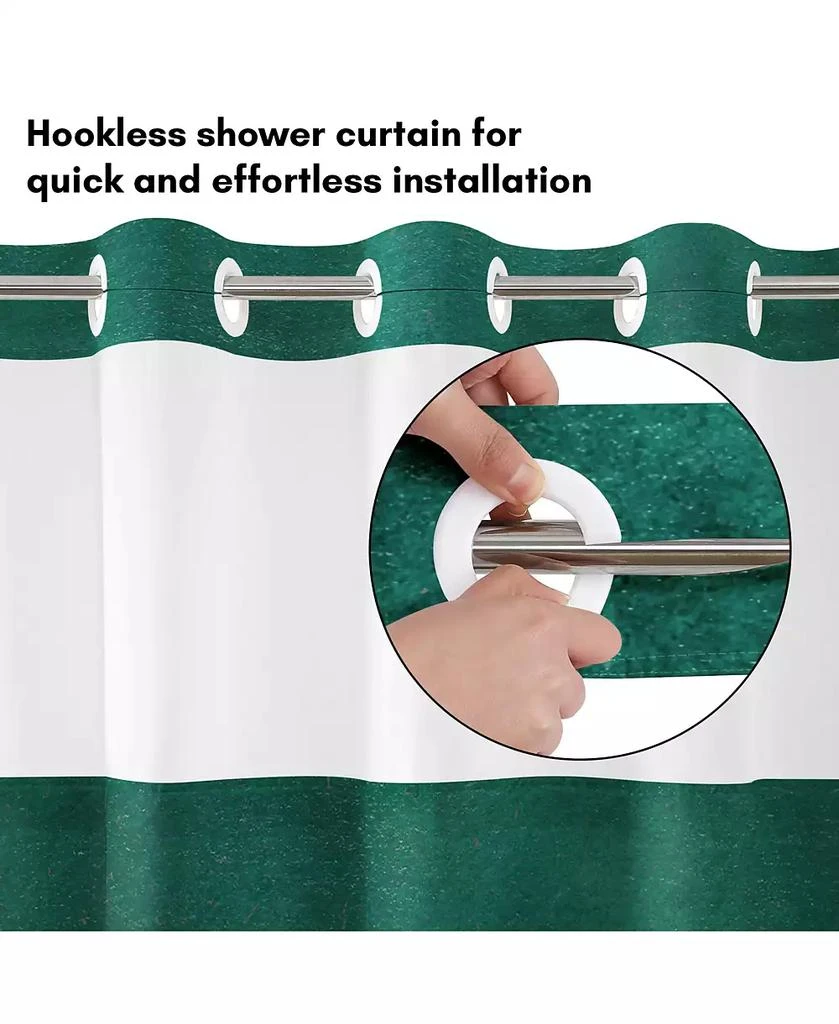 Americanflat Hookless Shower Curtain with Sheer Panel, Snap-In Liner, and Grommets, 72x75 3