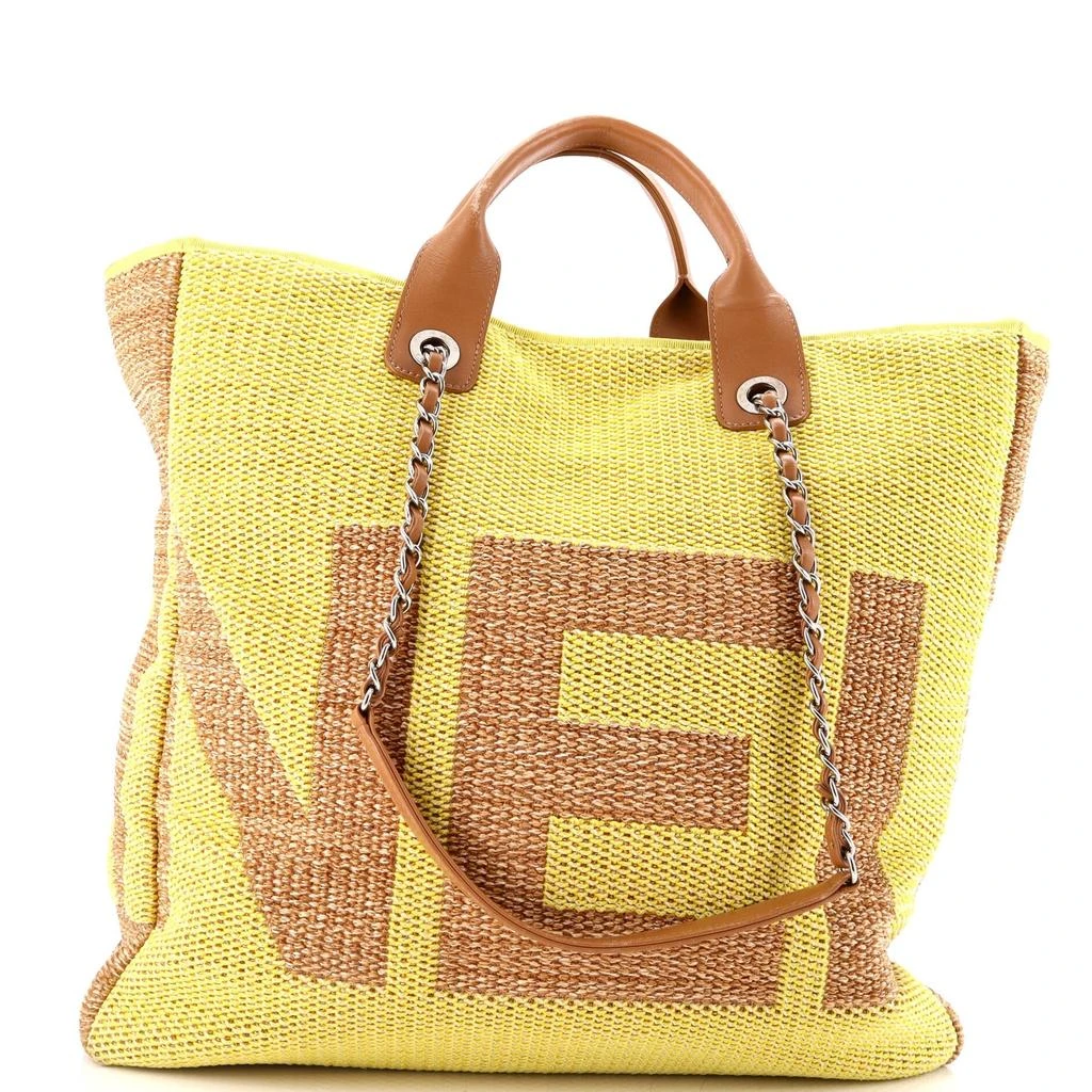 Chanel Deauville Logo Shopping Tote Printed Raffia Large 3
