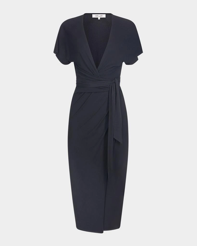 Diane von Furstenberg Paisley Bodycon Midi Wrap Dress 1