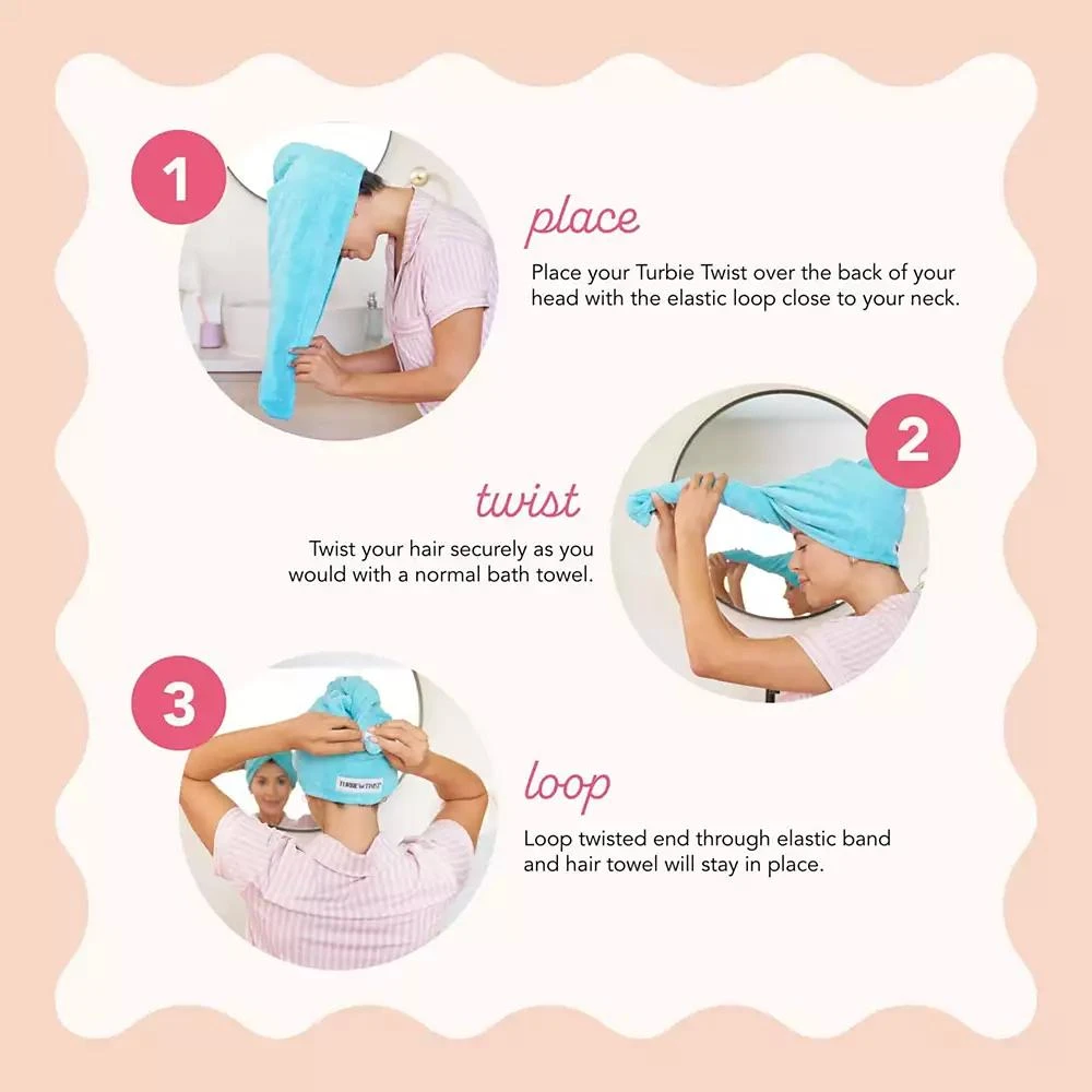 Turbie Twist 2-Pack Microfiber Hair Towel Wrap for Straight, Wavy
Curly Hair – Antique White
Moonbeam, Quick Dry 4