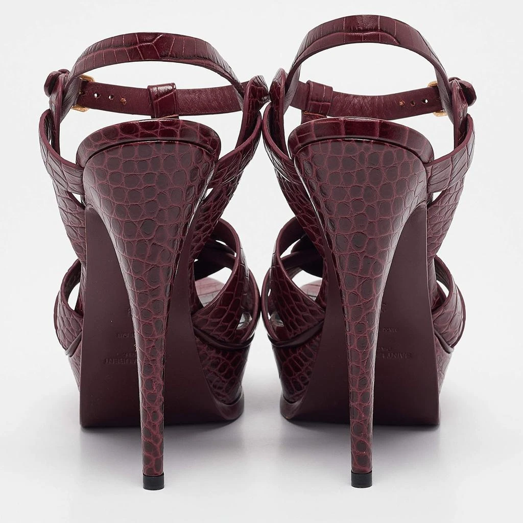 Yves Saint Laurent Saint Laurent Plum Embossed Croc Tribute Sandals Size 39 5