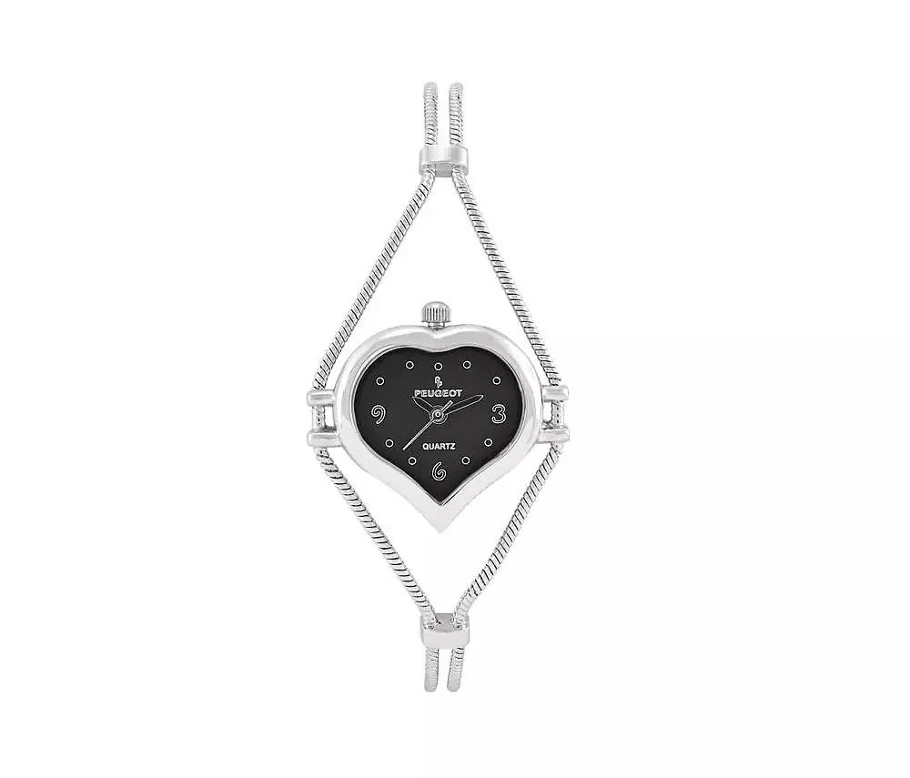 Peugeot Womens Silver colored Wire Watch with Black dial 2
