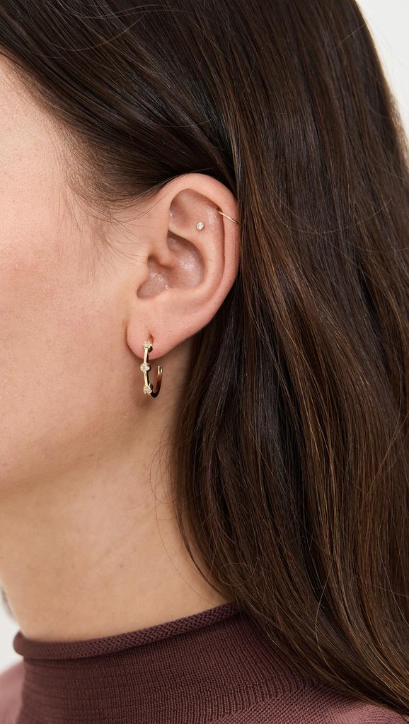 Jennifer Meyer 18k Small Hoops with 3 Illusion Set Diamonds