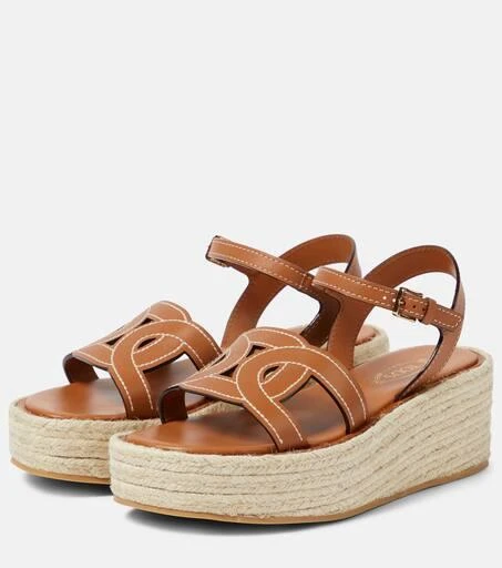 Tod's Kate leather espadrille wedges 5