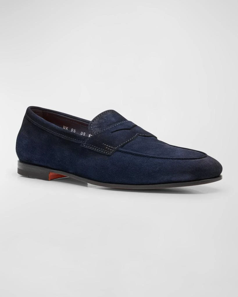Santoni Men's Carlos Suede Penny Loafers 3