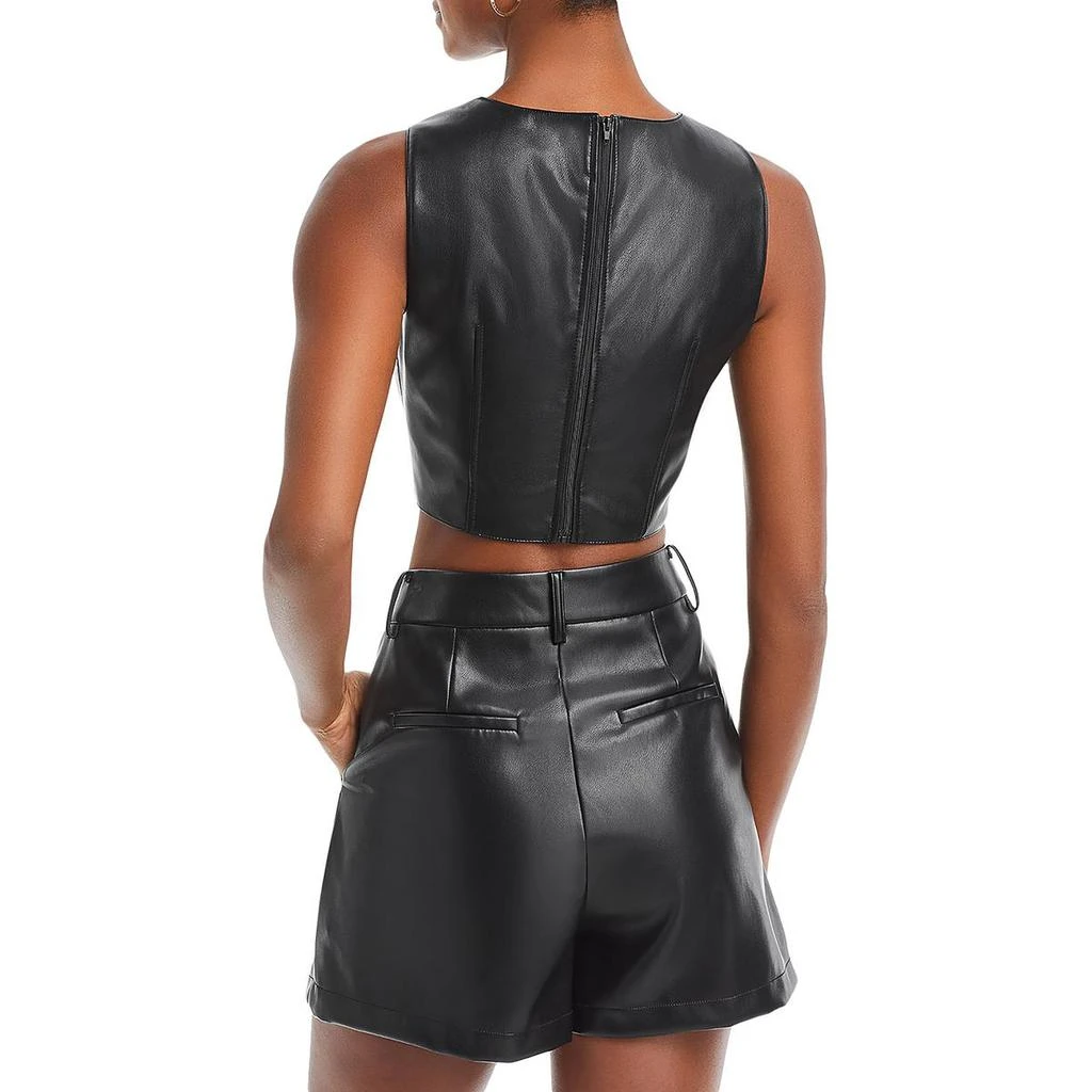 Avec Les Filles Womens Faux Leather Square Neck Cropped 2