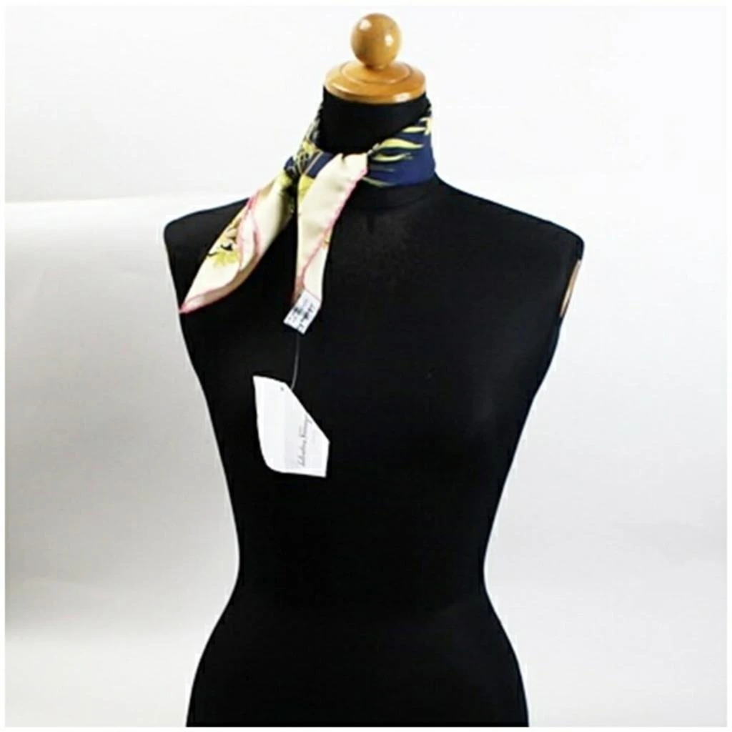 Salvatore Ferragamo ivory Navy Silk Scarf (Pre-Owned) 2