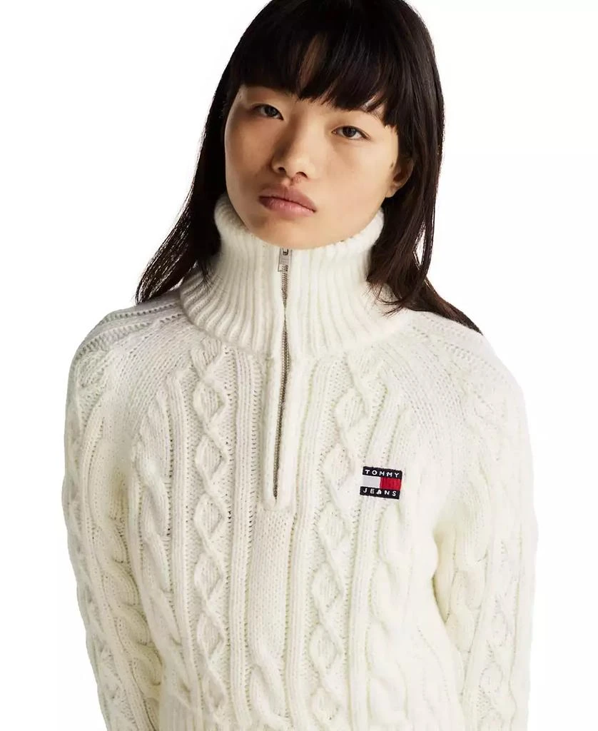Tommy Jeans Women's Quarter-Zip Cable-Knit Sweater 6