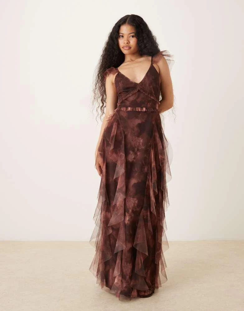 chinese dress ladies Amabella Brown Maxi Dress - US 4