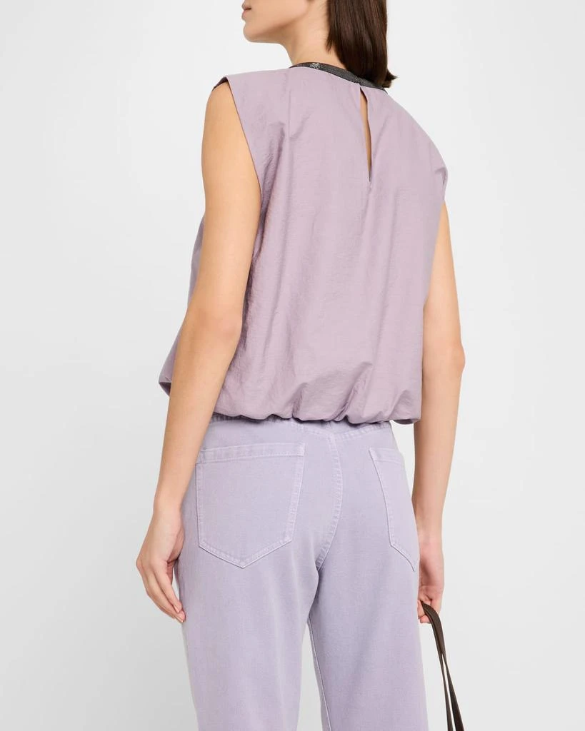 Brunello Cucinelli Monili-Collar Cotton Crop Balloon Tank Top 3