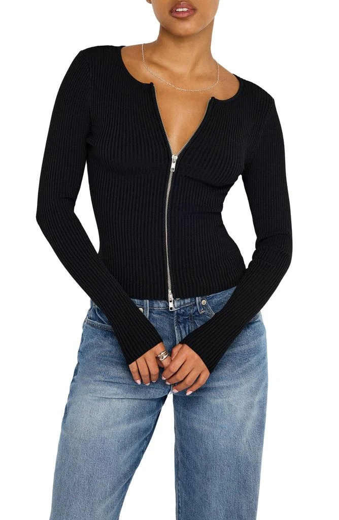 Good American Virgo Rib Zip Cardigan
