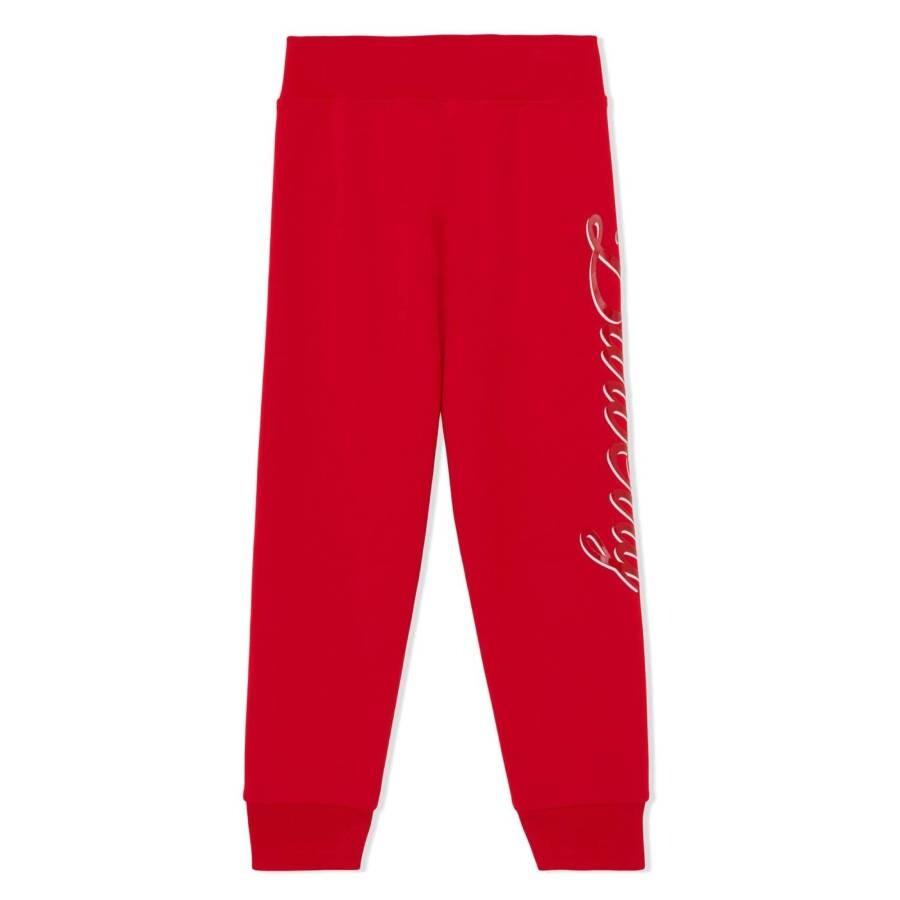 Burberry Kids Bright Red Script Logo-Print Track Trousers