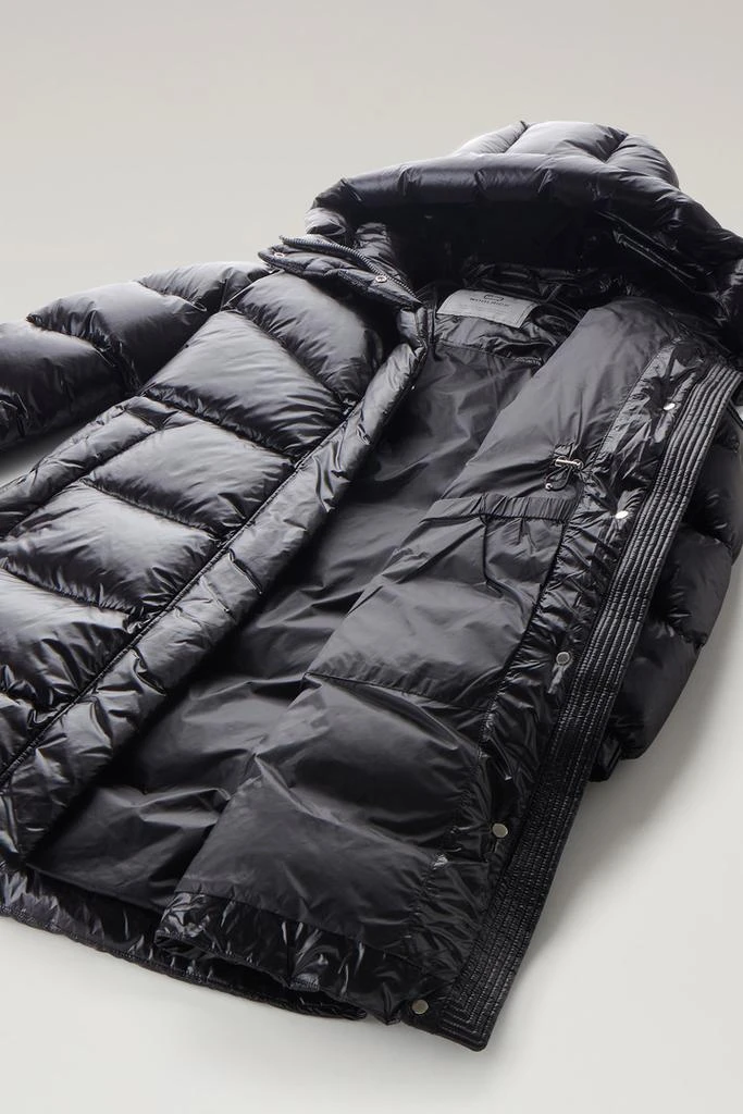 Woolrich Aliquippa Long Down Jacket in Glossy Nylon - Women - Black 10