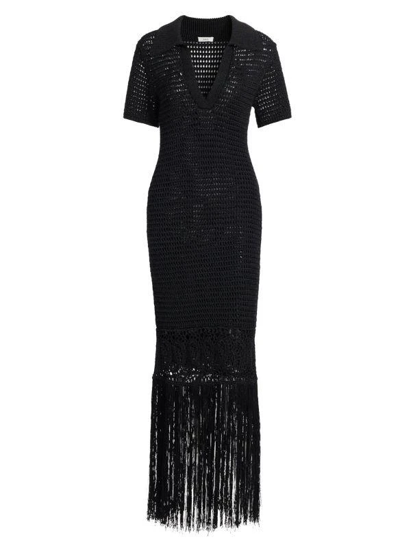A.L.C. Valerie Crochet Fringe Maxi Dress 6