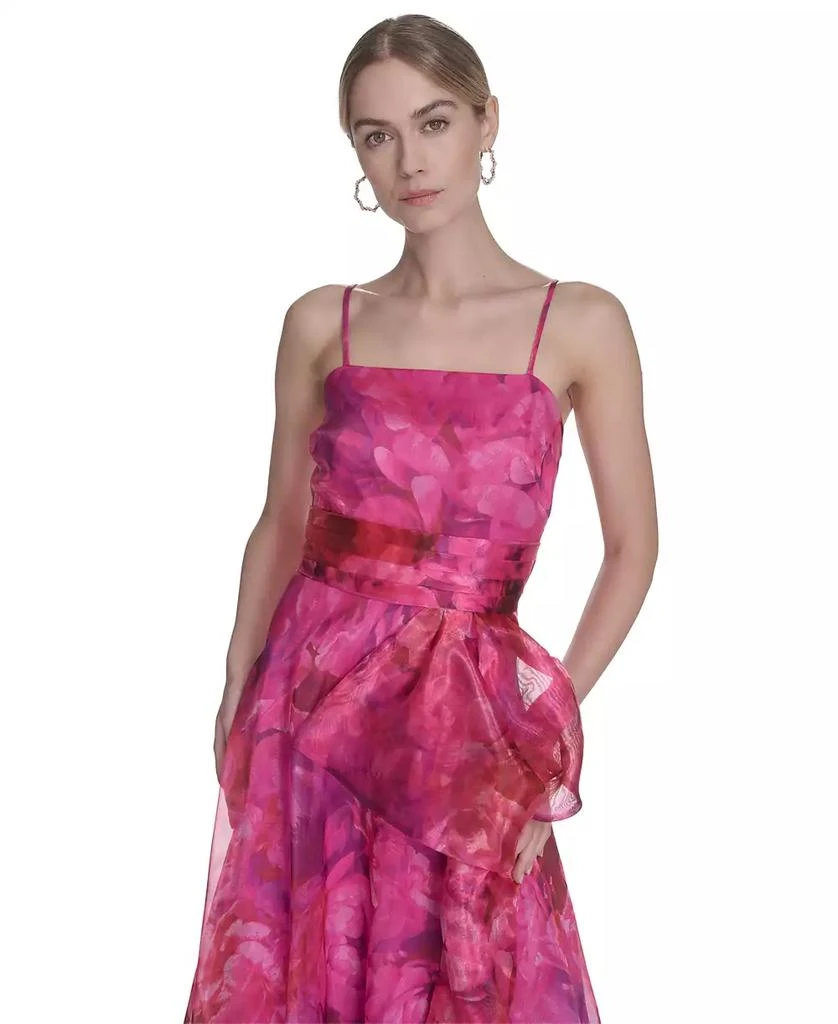Eliza J Women's Square-neck Floral Print Organza Gown 2