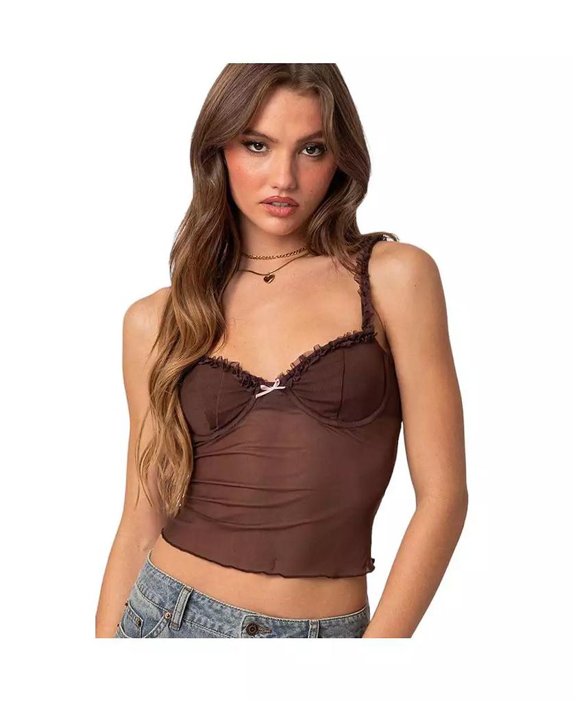 Edikted Womens Mercy Sheer Mesh Bra Top