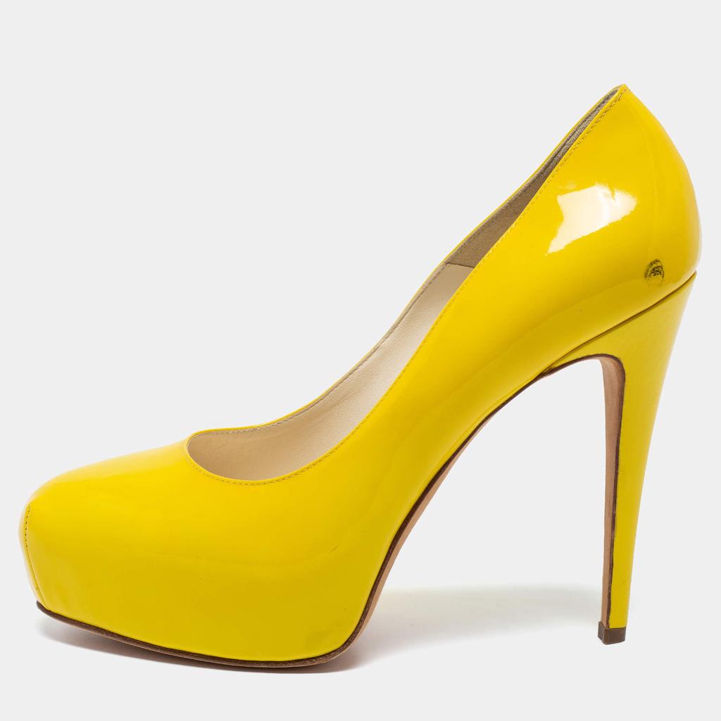 Brian Atwood Brian Atwood Yellow Patent Leather Platform Pumps Size 39