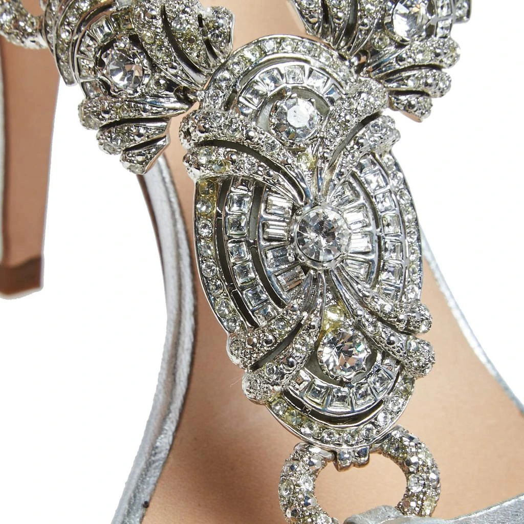 Giuseppe Zanotti Giuseppe Zanotti Metallic Silver Leather Crystal Embellished Open Toe Sandals Size 37.5 11