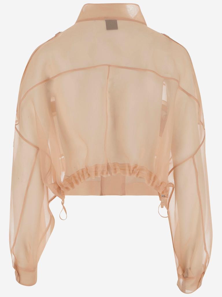 PINKO Sheer Silk Organza Cropped Jacket