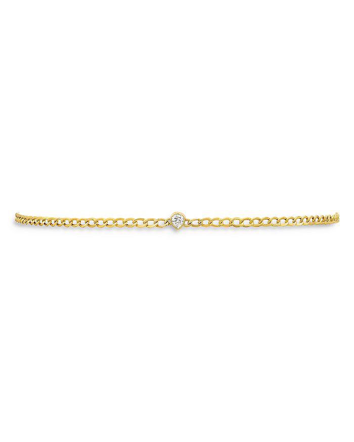 Zoe Lev 14K Yellow Gold Cuban Link Choker Pear Diamond Necklace, 12-15"