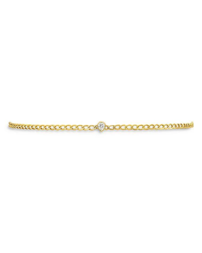 Zoe Lev 14K Yellow Gold Cuban Link Choker Pear Diamond Necklace, 12-15" 1