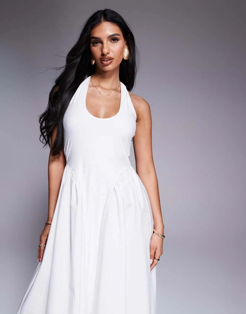green emerald velvet dress Aria Halter Neck Side Slit Drop Waist Ruched Maxi Dress in Brown – NICE TO  MATCH YOU main image 0