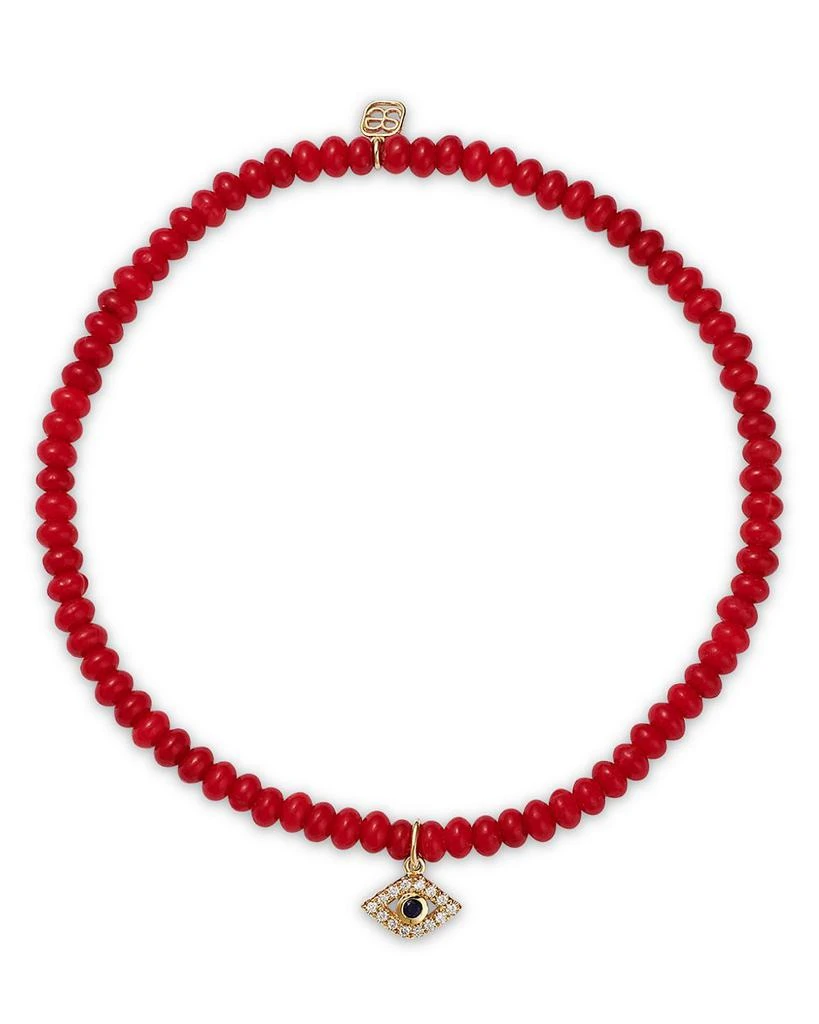 Sydney Evan 14K Yellow Gold Tiny Bezel Evil Eye Charm Bracelet 1