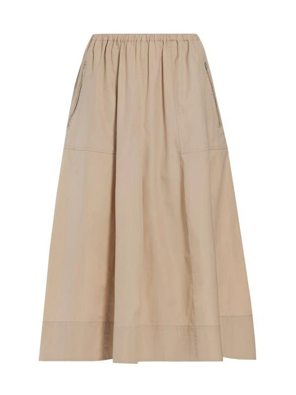 Vince Gathered Utility Cotton Poplin Midi-Skirt 6