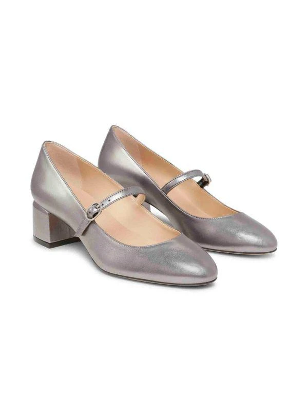 Stuart Weitzman 45MM Gabby Block Heel Leather Mary Jane Pumps 4